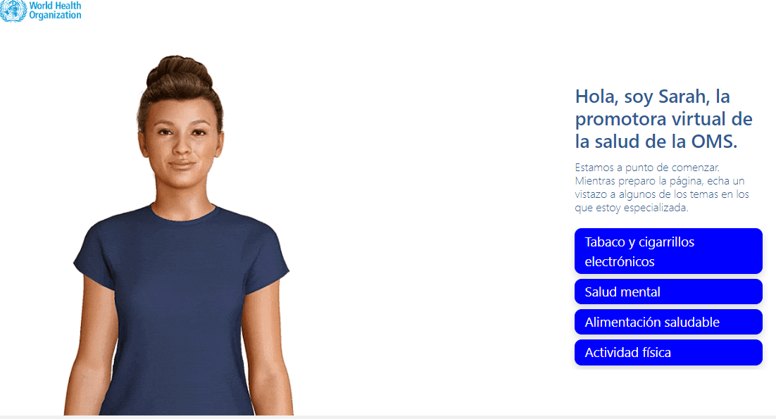 La OMS lanza Sarah, un avatar de inteligencia artificial sobre temas de salud